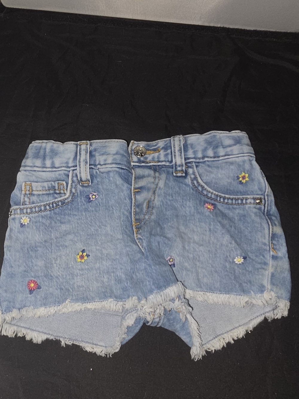 Cat & Jack Light Blue Denim Shorts with Embroidered Flowers 4T